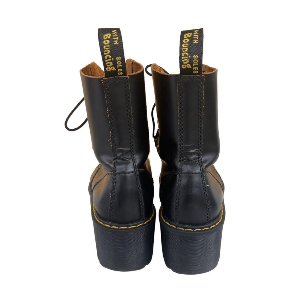 SOLD ✨ Dr. Martens Leona Black Leather Platform Combat Boots Women’s 6 - Picture 3 of 8